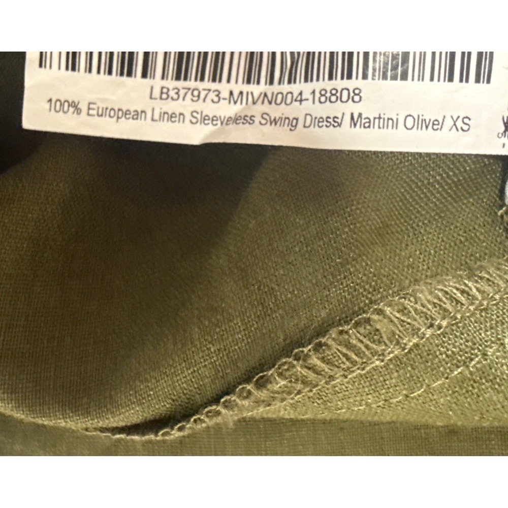 Quince 100% European Linen Sleeveless Swing Dress Olive Green Women's Sz XS NEW - Picture 8 of 8